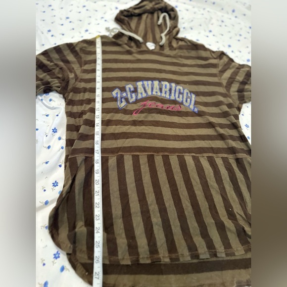 VTG 90s Z. Cavaricci Brown Striped Hooded Pullover Top. Embroidered Logo. - Picture 4 of 9